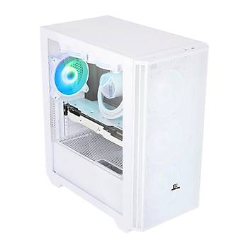 PowerBoost PB-P2252BW USB 3.0 ATX Mesh Ring ARGB Fan Beyaz Kasa