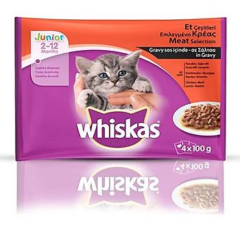 Whiskas Junior Meat Selection Etli Multipack Pouch Yavru Kedi Mamas 4 x 100 G 13'l