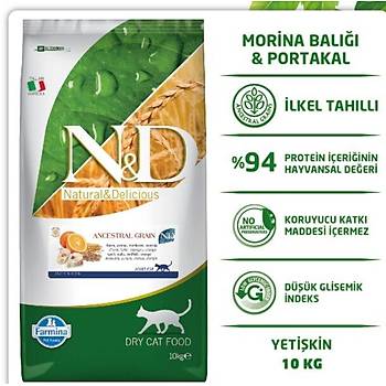 N&D Ocean Dk Tahll Balkl Portakall Yetikin Kedi Mamas 10 KG