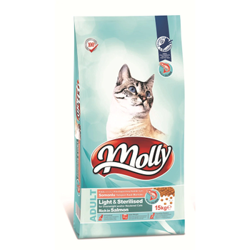 Molly Light Sterilised Somonlu Kısırlaştırılmış Yetişkin Kedi Maması 15 KG
