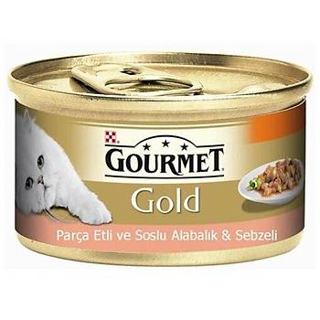Gourmet Gold Parça Etli Soslu Alabalık Sebzeli Konserve Yetişkin Kedi Maması 24 x 85 G