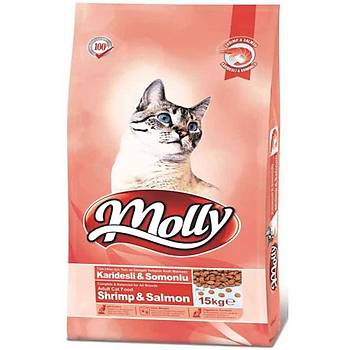 Molly Somonlu ve Karidesli Yetikin Kedi Mamas 15 KG