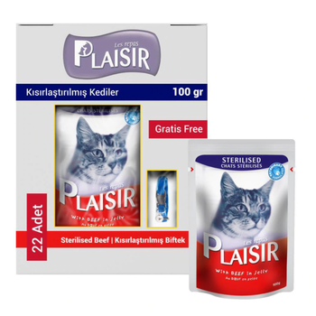 Plaisir Biftekli Jelly Pouch Ksrlatrlm Yetikin Kedi Ya Mamas 22 x 100 G