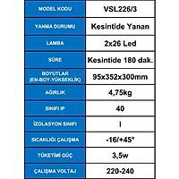 Arsel Versalite LED VSL226/3 Acil Aydnlatma Armatr Kesintide 180 Dak. Yanan 2x1000 Lmen