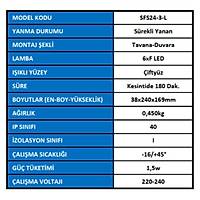  Arsel Sfs SFS24-3-L Acil k Ynlendirme Armatr Srekli ve Kesintide 180 Dak. Yanan 10xF LED 