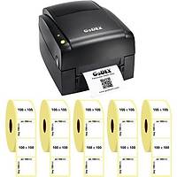 Godex EZ120 Termal Transfer Masast Barkod Yazc + 5 Rulo 100x100 Termal Kargo Etiket Tekli