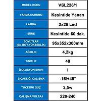 Arsel Versalite LED VSL226/1 Acil Aydnlatma Armatr  Kesintide 60 Dak. Yanan 2X1000 Lmen