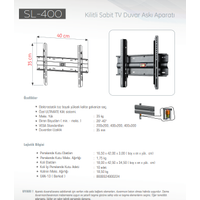 Ultimate SL-400 26-40 in Sabit Televizyon Ask Aparat 35 Kg