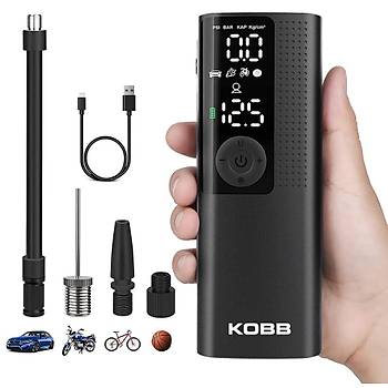 KOBB KB410 arjl Li-ion 120 PSI Tanabilir Dijital Basn Gstergeli Led Aydnlatmal Akll Lastik iirme Pompas