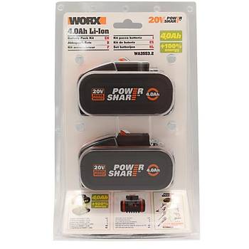 WORX WA3553.2 20Volt 4.0Ah. 2?li Paket Li-ion PowerShare Yedek Ak