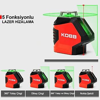 KOBB KBL88GTP 25 Metre Profesyonel Yatay 360 ve Dikey Otomatik Hizalamal Nokta akl ve Yeil apraz izgi Lazer Distomat + Tripod