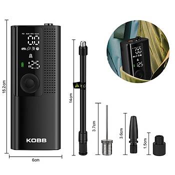 KOBB KB410 arjl Li-ion 120 PSI Tanabilir Dijital Basn Gstergeli Led Aydnlatmal Akll Lastik iirme Pompas