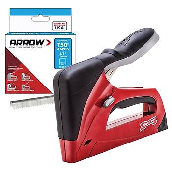 Arrow T50RED 6-14mm Zmba/15-25mm ivi Profesyonel Mekanik Zmba ve ivi Tabancas + 1250 Adet Zmba