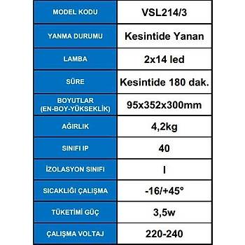 Arsel Versalite LED VSL214/3 Acil Aydýnlatma Armatürü Kesintide 180 Dak. Yanan 2X500 Lümen