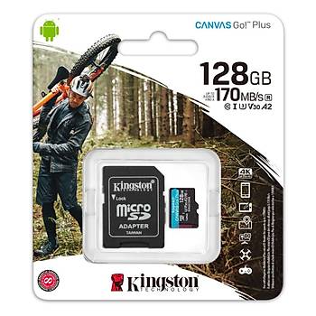 Kingston SDCG3-128GB 128GB microSDXC Canvas Go Plus 170R A2 U3 V30 Card + ADP Hafıza Kartı