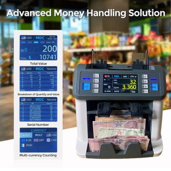 Bill Counter AL-955 ift Csl Kark Para Sayma ve Tanma Makinesi 25 lke Paras 