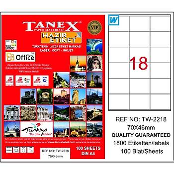Tanex TW-2218 70x46 mm Laser Etiket 100 Ad.