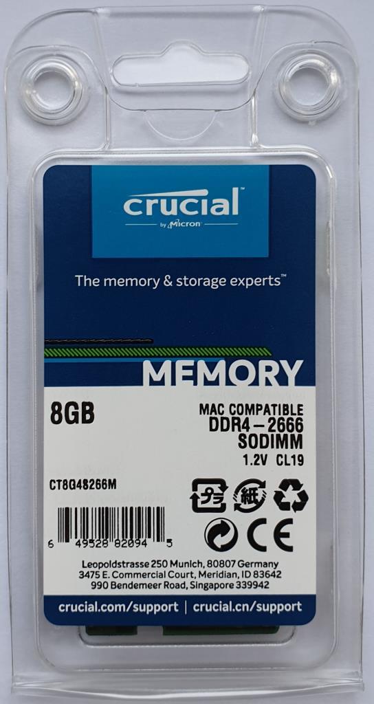 Crucial RAM BELLEK for MAC 8GB DDR4 2666MHz SODIMM CT8G4S266M