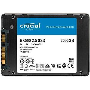Crucial BX500 2000GB SSD 540-500 3D NAND SATA 2.5 CT2000BX500SSD1
