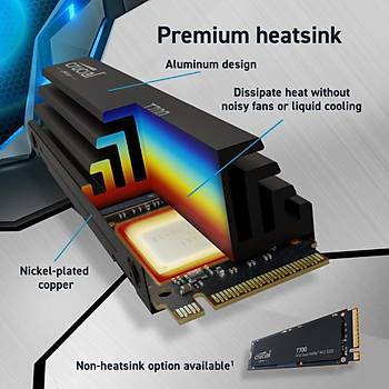 Crucial T700 2TB PCIe Gen5 NVMe M.2 SSD CT2000T700SSD5 SOUTUCULU heatsink