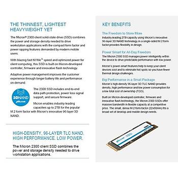 Micron 2300 512GB 3300MB-2700MB/s NVMe M.2 SSD MTFDHBA512TDV-1AZ1AABYY Pyrite �� �stasyonu SSD