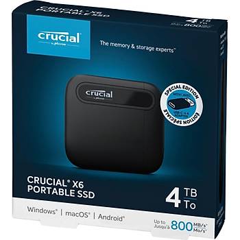 Crucial X6 4TB Ta��nabilir SSD 800 MB/s USB 3.2 Gen-2 (10Gb/s) CT4000X6SSD9