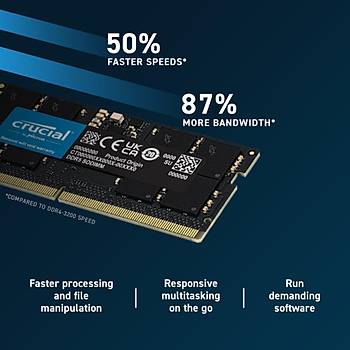 Crucial 16GB Kit (2x8GB) DDR5 4800 SODIMM CL40 (16Gbit) CT2K8G48C40S5 NOTEBOOK RAM BELLEK