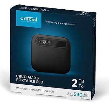 Crucial X6 2TB Ta��nabilir SSD 800 MB/s USB 3.2 Gen-2 (10Gb/s) CT2000X6SSD9