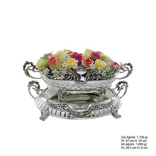 925 Ayar Gm iekli Jardinyer