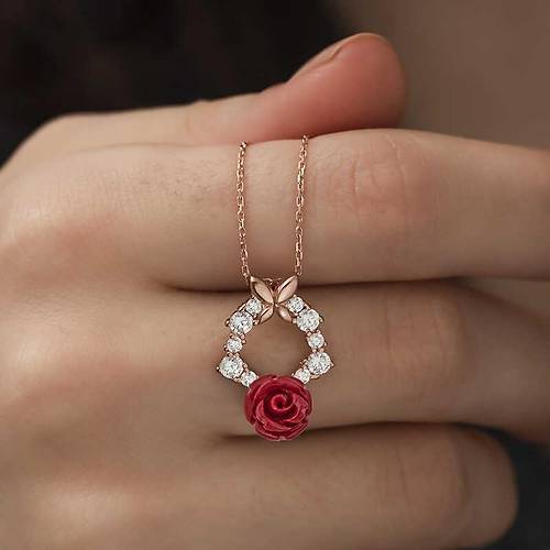 Gm Rose Krmz Gl Kolye