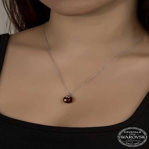 Swarovski Crystal Kahverengi Tal Gm Kadn Kolye