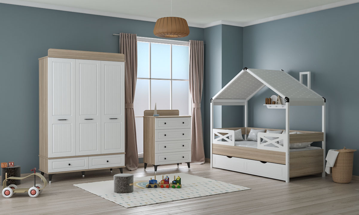 Toscana Çatılı Montessori Çocuk Odası Takımı