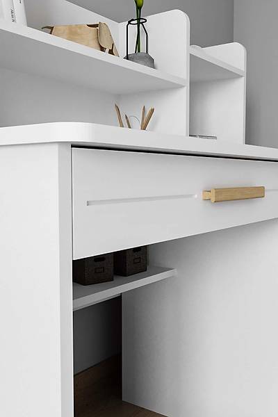 ST111 Bergama Work Mega ocuk Odas Takm, Beyaz, 4 Kapl Dolap, alma Masas, Yavrulu Karyola