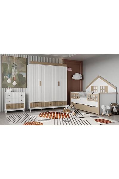ROMA - ocuk Gen Oda Takm - 4 Kapl Dolap + ifonyer + Yavrulu Ev Karyola