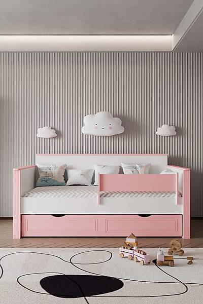 PALERMO PEMBE Yavrulu Sedir Karyola, 90x190cm