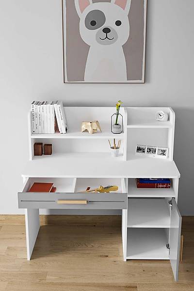 ST134 Roma Work ocuk Odas Takm, Gri, 3 Kapl Dolap, alma Masas, Yavrulu Karyola