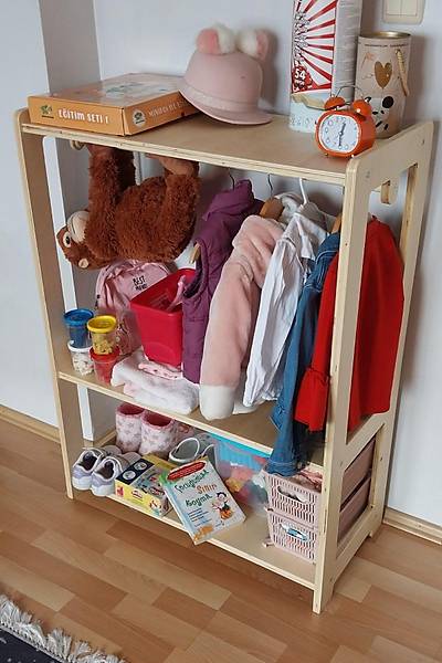 PERA Montessori Ahap Asklk ocuk Dolab, Bebek ve ocuk Odas Eya Dzenleyici, Doal Aa Malzeme