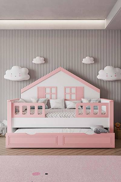 Lizbon Ev Karyola Yavrulu, Pembe, 90x190
