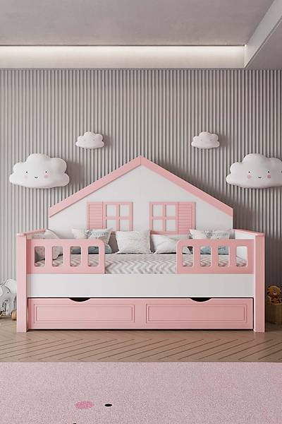 Lizbon Ev Karyola Yavrulu, Pembe, 90x190