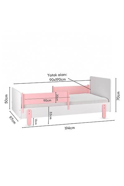 Oslo Pembe Karyola, 90x190cm