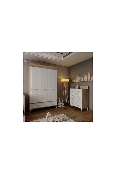 TOSCANA - ocuk Gen Odas Takm - 3 Kapl Dolap + ifonyer + Yavrulu Karyola