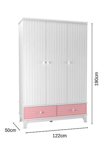 VYANA PEMBE 3 Kapl Dolap, 122x50cm