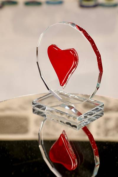 Kalp Figürlü Plaket Daire Model (Kırmızı)