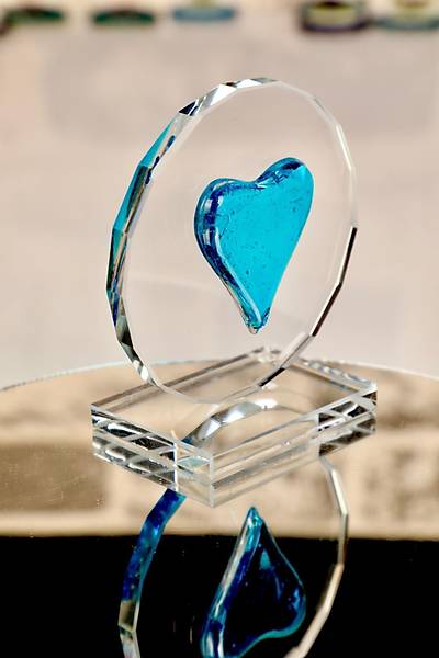 Kalp Figürlü Plaket Daire Model (D.mavi)