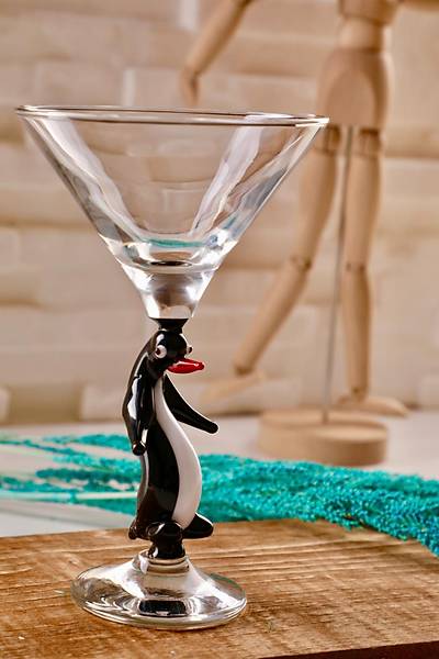 Penguen Figürlü Martini Bardağı
