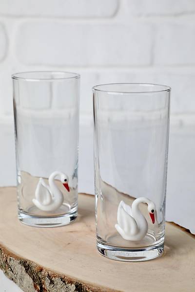Kuğu Figürlü 2'li Rakı Bardağı Seti (beyaz)