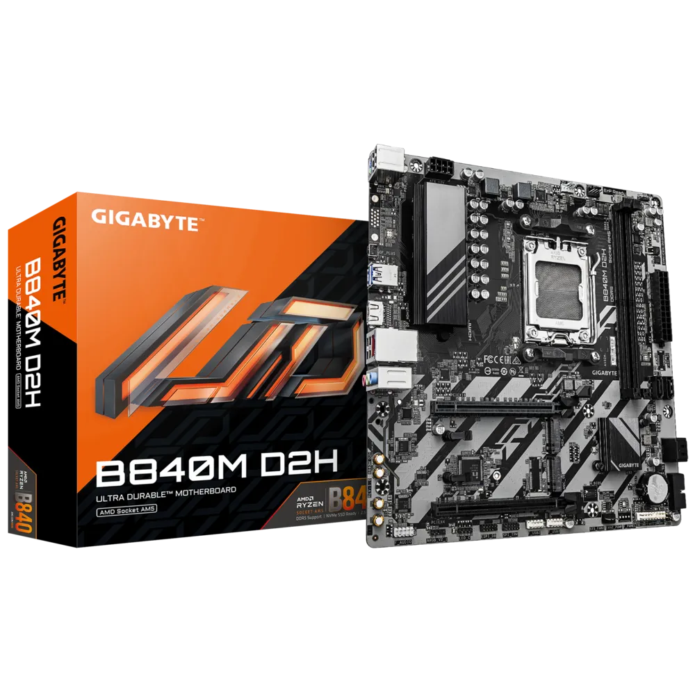 Gigabyte B840M D2H Sc-AM5 DDR5 7600Mhz 2xM.2 2.5Gbit LAN mATX AMD Anakart