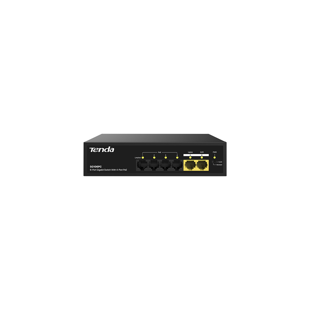 Tenda SG106PC 6 Port Gigabit 4 Port PoE+ 2 Port Uplink Rack mount PoE Switch