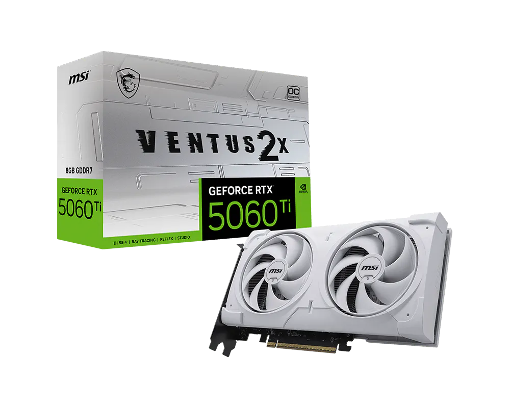 Msi RTX 5060 TI 8G VENTUS 2X OC WHITE PLUS 8 GB GeForce RTX 5060 Ti Ventus 2X OC Plus 128Bit Beyaz NVIDAEkran