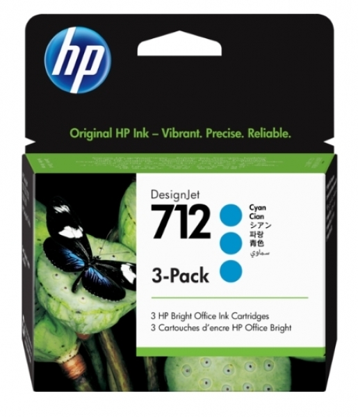 Hp 3ED77A 712 3x29ml 3 lü Paket Geniş Format Mavi Orijinal Inkjet Kartuş